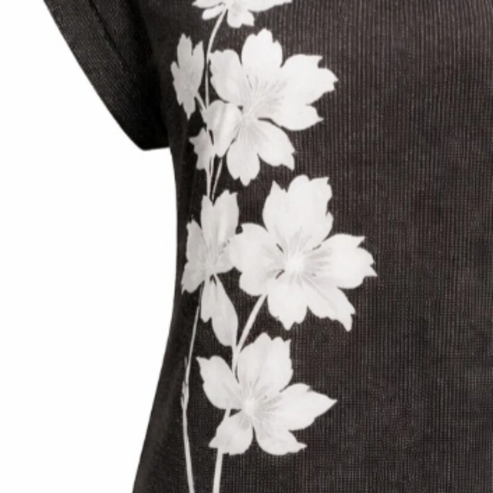 Worthington Multimedia Black White Polka Dot Floral Cap Sleeve Blouse 1X - Picture 6 of 8